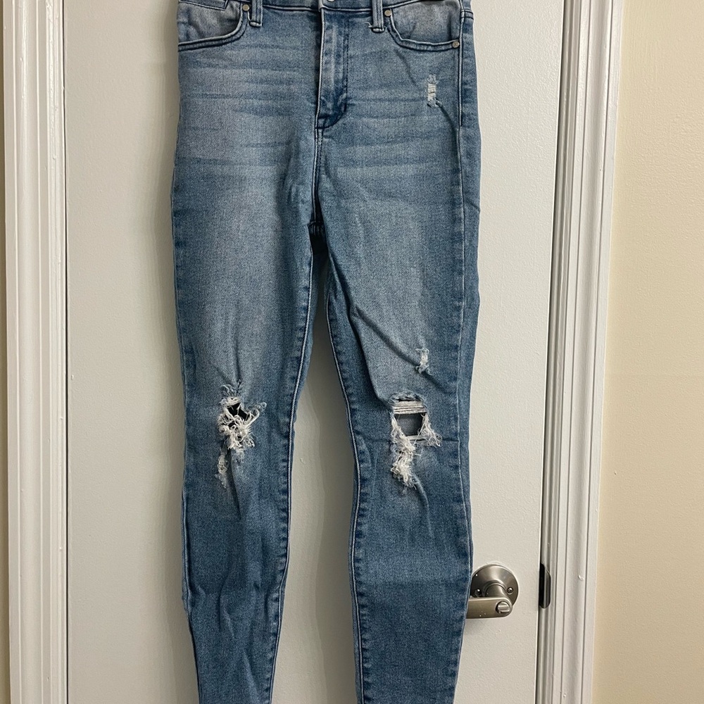 Celebrity Pink Light Blue Distressed Skinny Jeans